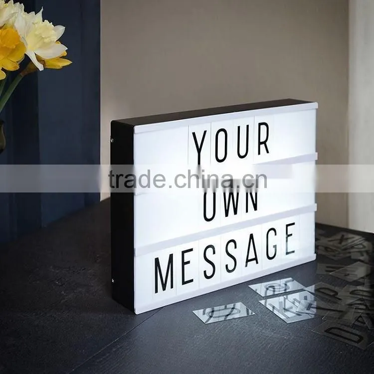 AA Battery powered LED my cinema style lightbox with interchangeable letters numbers and characters