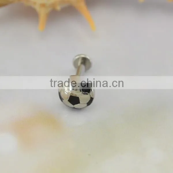 New Arrival Stainless Steel Lip Piercing Body Jewelry Fashion Football Shaped Labret Rings