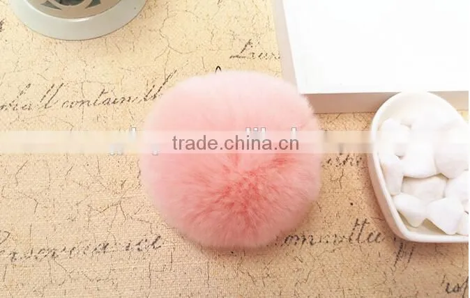 Real Fur Ball Key Chain / Fur Ball Keychain / Rex Rabbit Fur Pom Poms