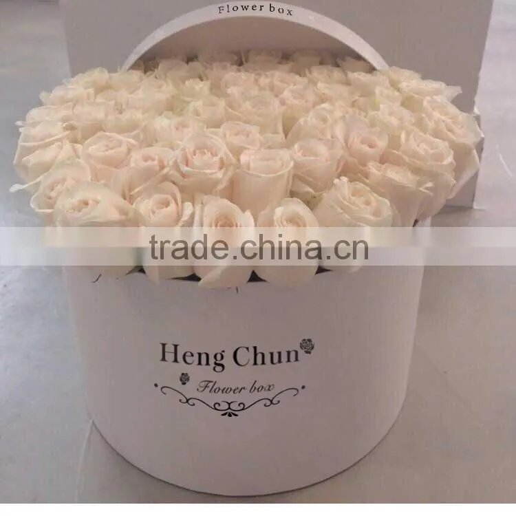 Custom cylinder gold stamping logo round flower box (ZJ-60056-6)