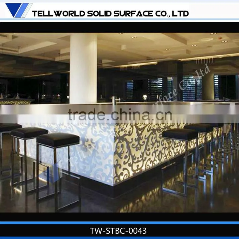 modern LED bar counter, acrylic solid surface for restaurant