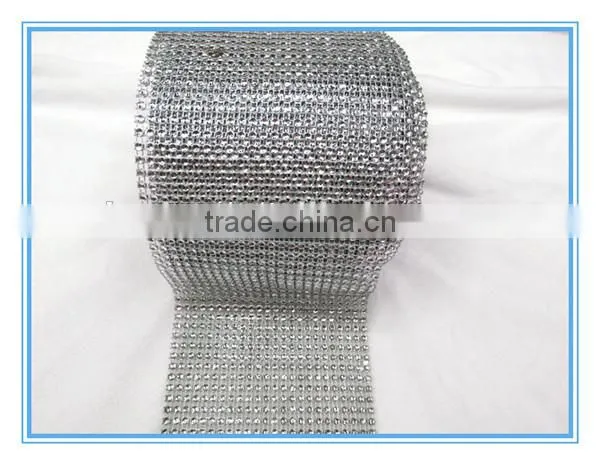 8row 10 yards plastic rhinestone mesh trimming