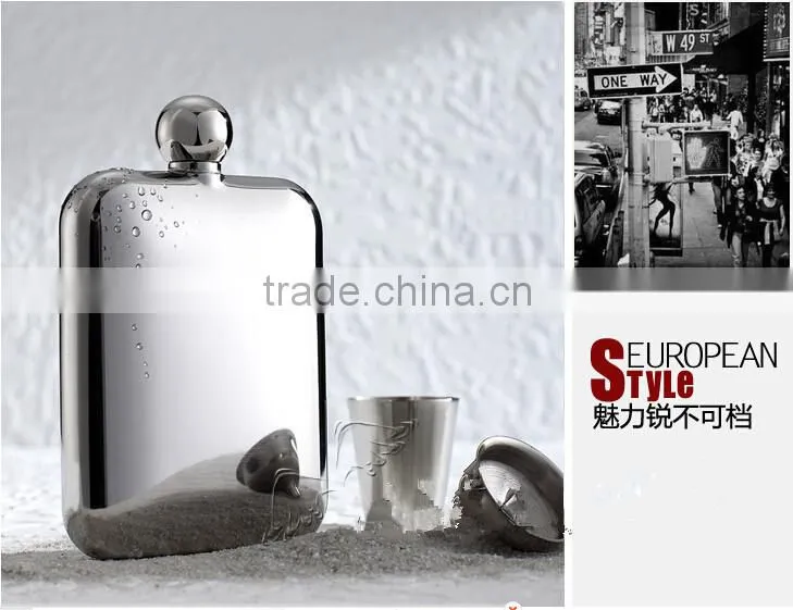 Laser welding 6oz stainless steel hip flask/hot selling 6oz seamless welding hip flask for promotion