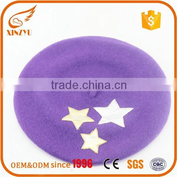 Colourful star logo ladies fashion hats basque custom embroidered beret