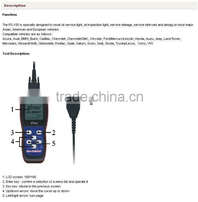 Factory direct---- professional oil reset tool for most cars ps150 with new version