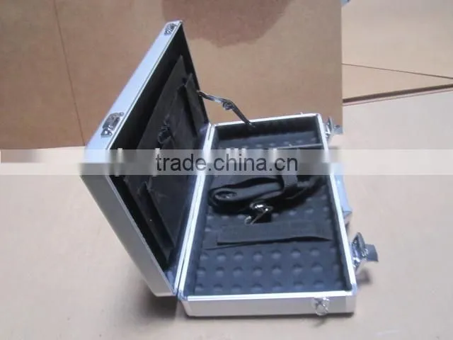 Silver aluminum computer with foam inserts box small round thin aluminum computer case with handle