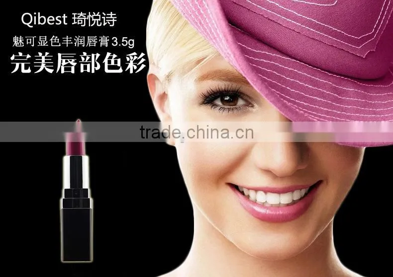 Fashion 12 color matte lipstick black tube purle red pink color longlasting waterproof lipstick