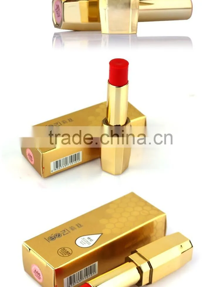 Wholesale Best Selling Fahsion Design Golden Tube Cosmetics Naked Natural Long Lasting Rose Red lipstick