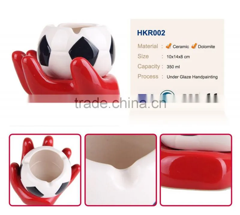 3D hand-painted creative football ceramic ashtray