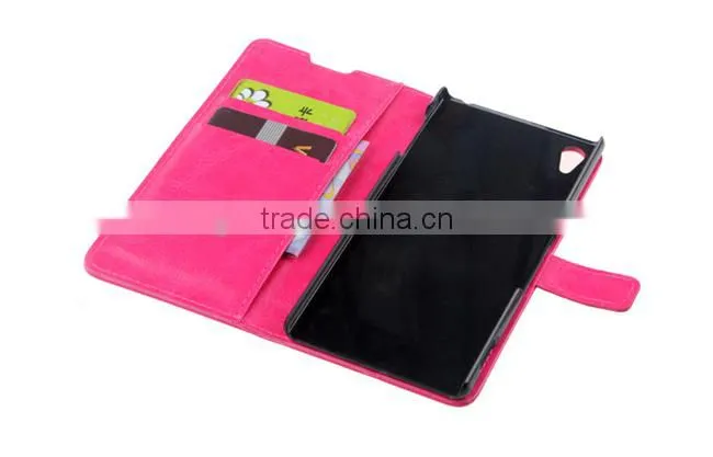 High Quality Stand PU Leather Pouch Wallet Case For Sony Xperia Z4