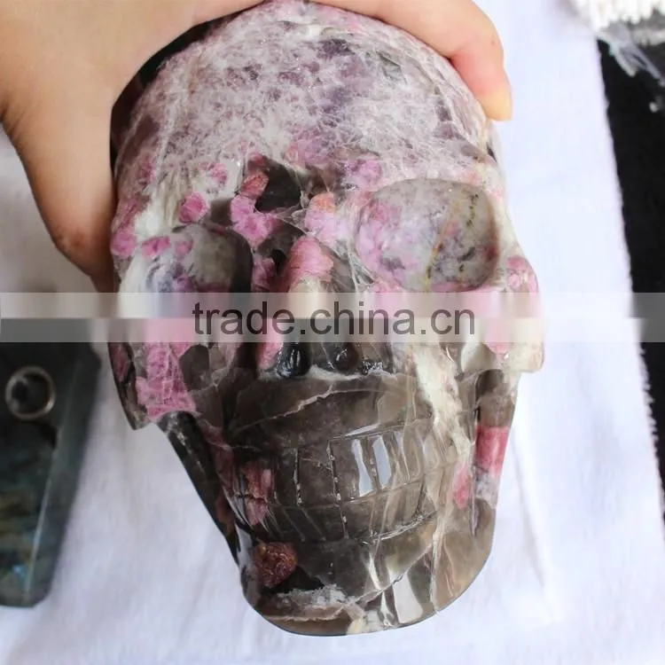 hand carving crystal plum blossom tourmaline skull