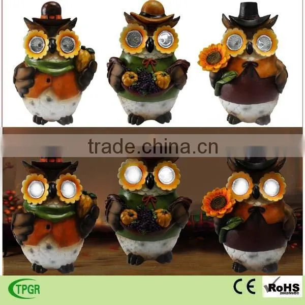 Polyresin boy statue children harvest festival decorations with solar lantern