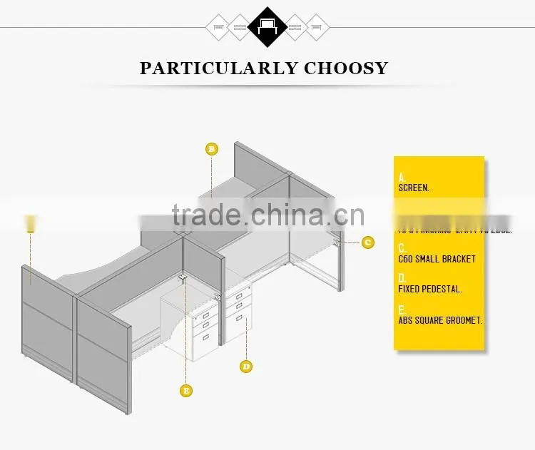 Luxury wooden open workstation partition modular cubicle office 4 person workstation