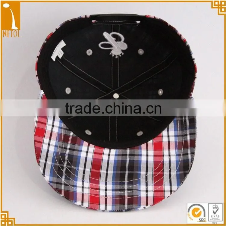 2016 New 6 panels flat brim plaids custom snapback baseball caps