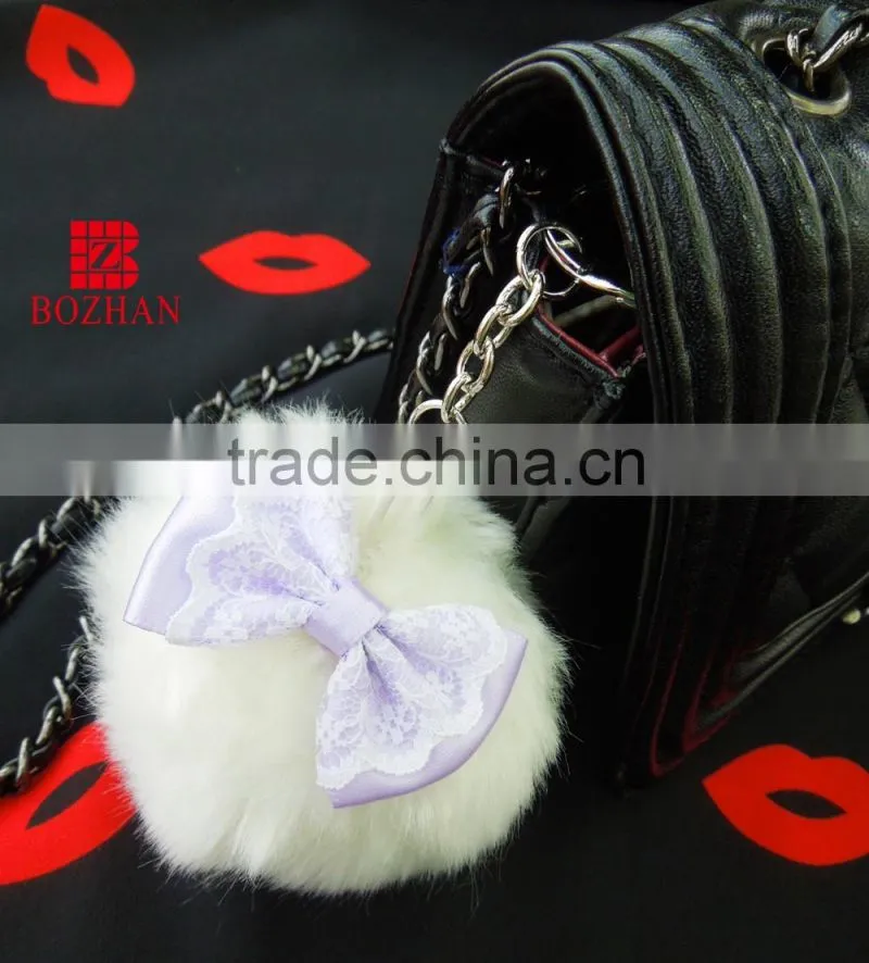 Round plush matel keyring for promotional