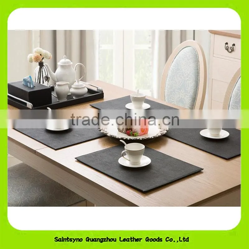 No-clean Anniversary Black Waterproof Synthetic Leather Coasters 16026