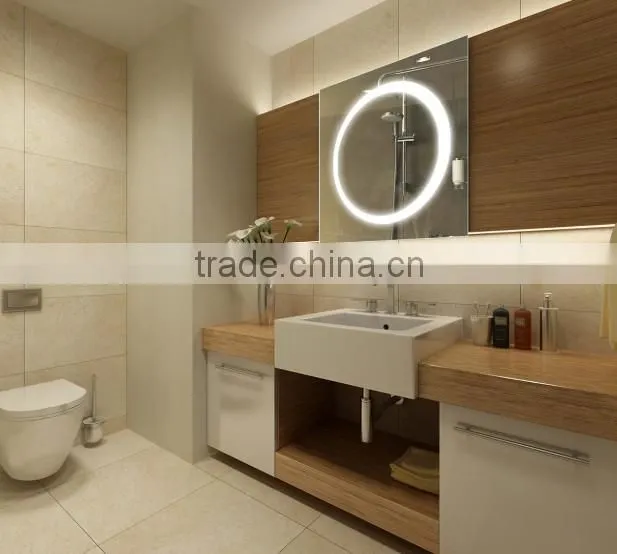 Square LED surrounding lighting safety backed mirror