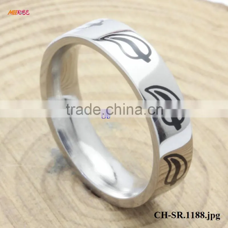 Fashion Ring Jewelry Rotating Grooves Surface Black MENS TITANIUM RINGS