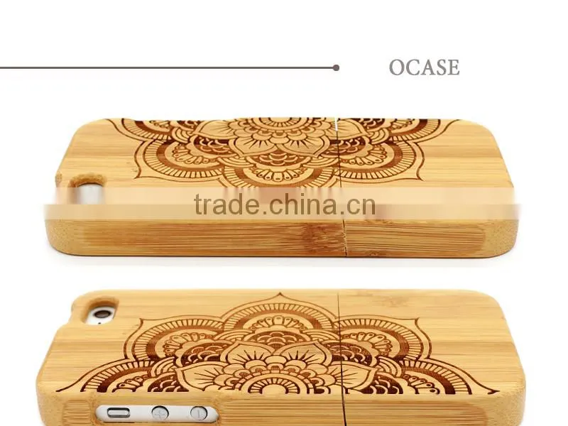 New Hot Sale! Buy Wood PC Mobile Case for iphone 5 Wood Case with Laser Engraving Mandala Pattern