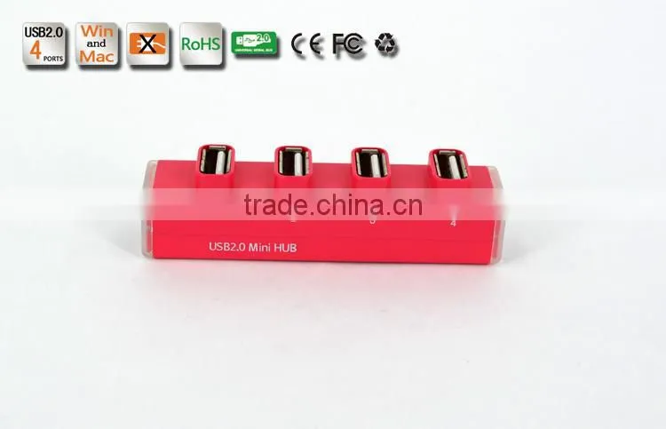 Hi-speed 4 port MINI Colorful USB 2.0 HUB 480MbPS For PC Laptop Computer