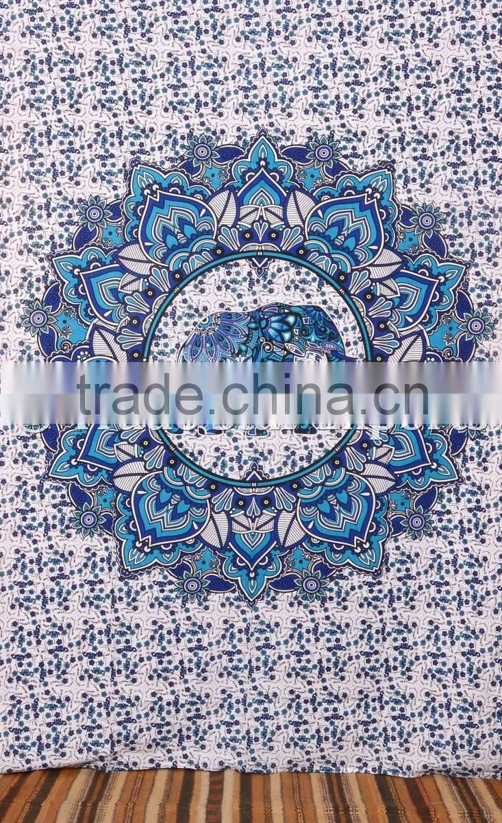Ethnic Indian Elephant Mandala Gypsy Tribal Hippie Wall Decor Bohemian Tapestry
