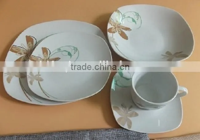 Elegance Porcelain Ceramic square dinner sets porcelain tableware dinnersets with nice flower crockery items dinnerware sets