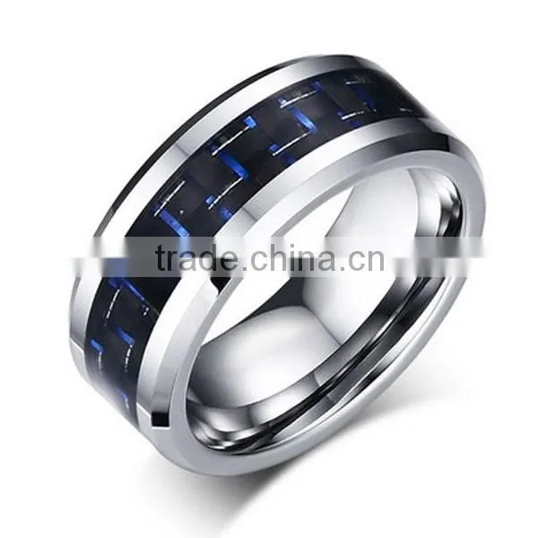 Top Quality Fashion Black Carbon Fiber Tungsten Steel Ring