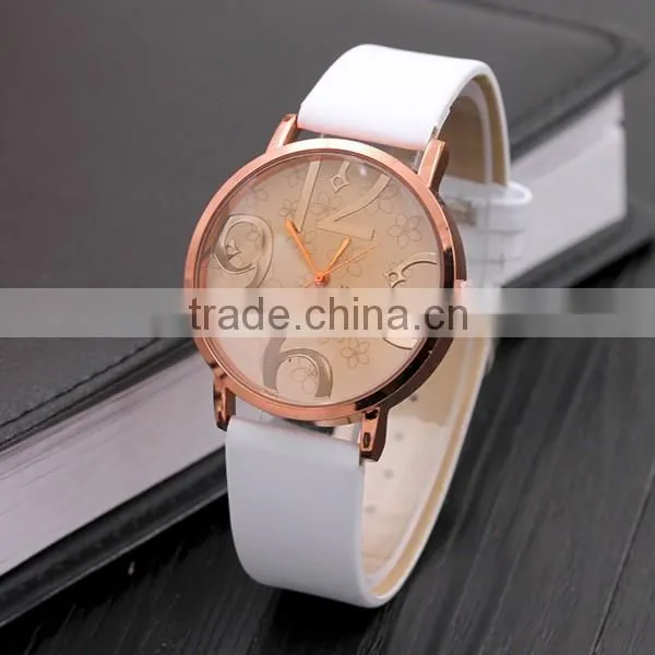 Latest Design Rose Gold Leather Leopard Watch For Women