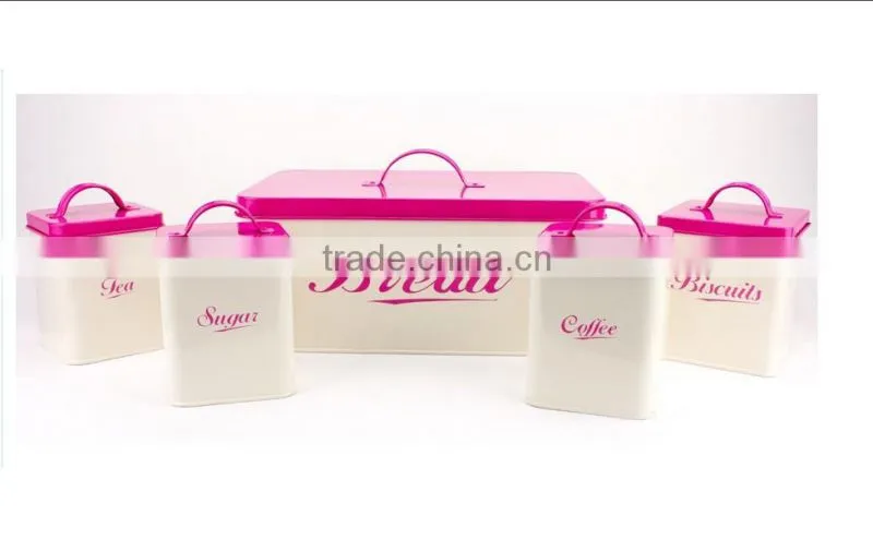 Cream Complete Set Metal Kitchen Canisters