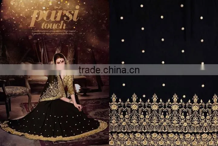 Blue Georgette On Net Designer Lehenga Saree
