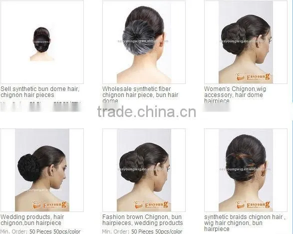 Fake chignon hair pieces , synthetic hair accessories bun hairpieces