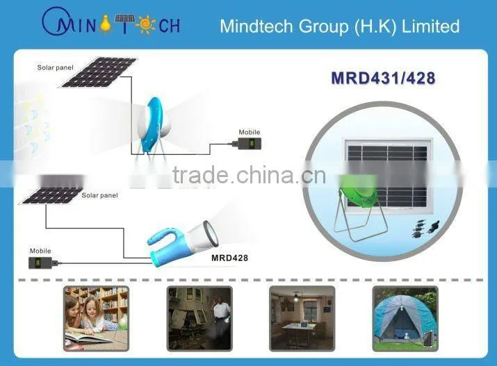Rechargeable Solar reading lamp with lithium battery and phone charger tips
