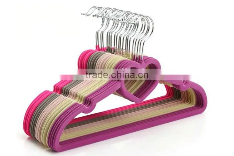 antislip plastic velvet flocked hanger for clothes