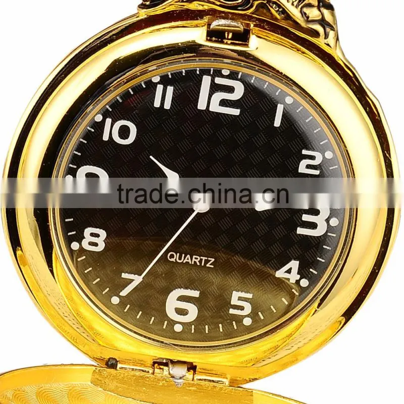 Classic Lady Necklace Chain Quartz Analog FOB Red Crystal Pocket Watch