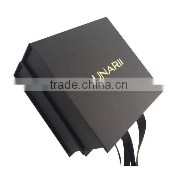 Custom Made Matte black Cardboard Box /Silk Ribbon Luxury Box