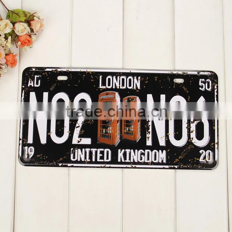 Vintage Souvenir custom car logo 3d embossed car number license plate