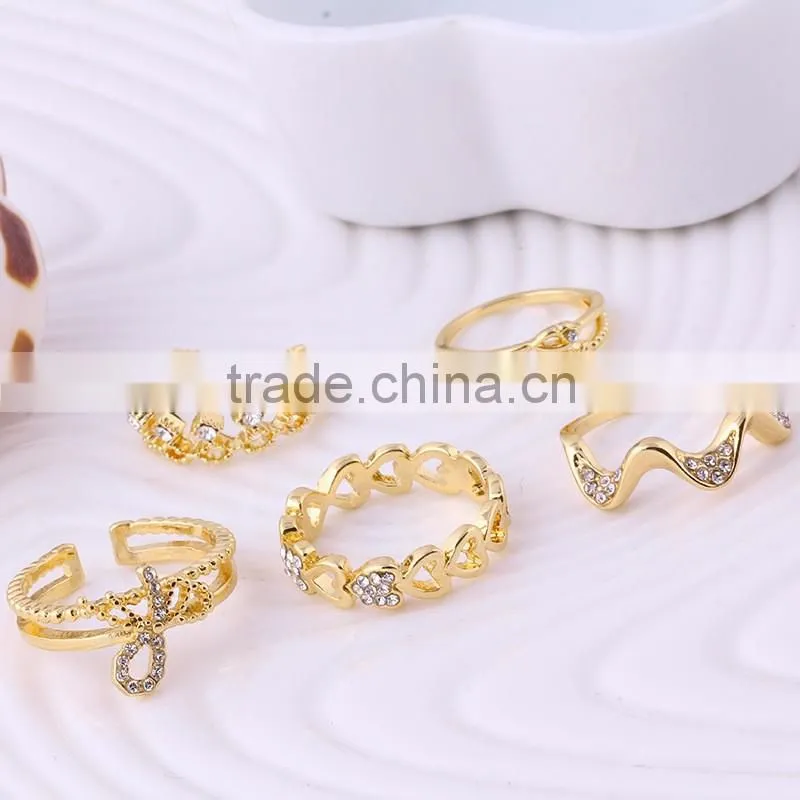 New design gold finger ring with diamond Promotional Shinny silver rings knuckles