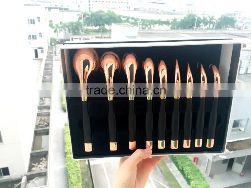 9pcs Smaller Mini Style Golf Toothbrush Makeup Brush Set / Oval Mini Golf Makeup Brush