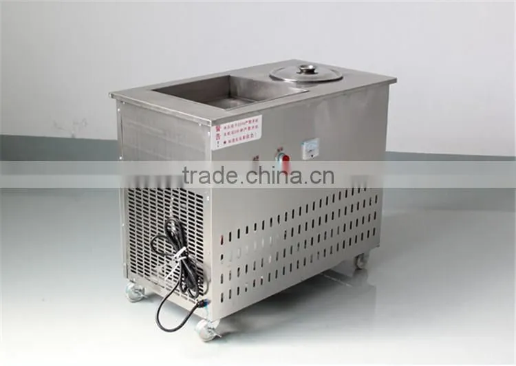 2015 Flat Pan Frozen Yogurt Real Fruits Stir Ice Cream Rolls Machine