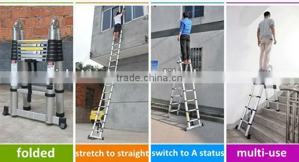 2x5 steps 3.2m EN131 extension telescopic aluminum ladder portable ladder