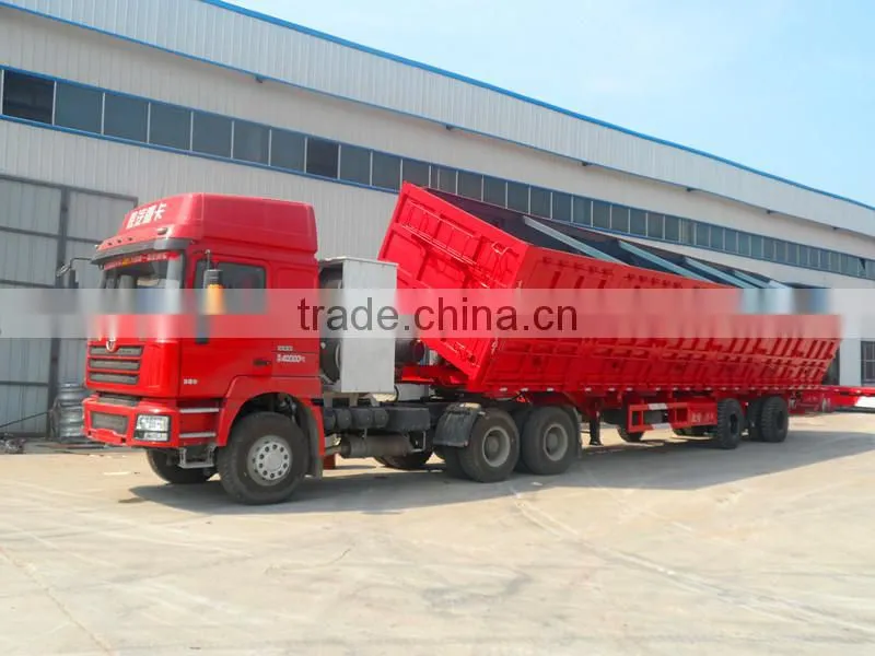 China heavy duty truck side wall tipping trailer side dump semi trailer