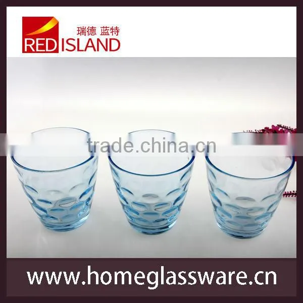 glass manufactory supply colored drinking glass cup, glass tumbler with dot patten