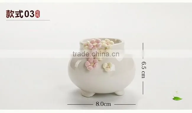 Creative hand pinching flowers small white ceramic flower pots