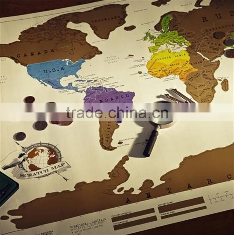 CT-483 2016 Creative Fashion New Design Hard Paper World Map for Travel Decorative World Map