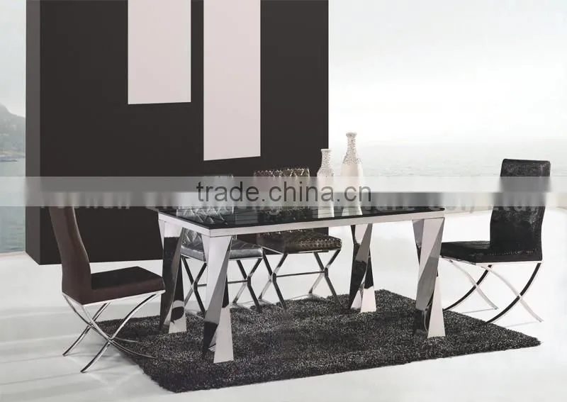 Silver stainless steel dining table restaurant furniture fine dining