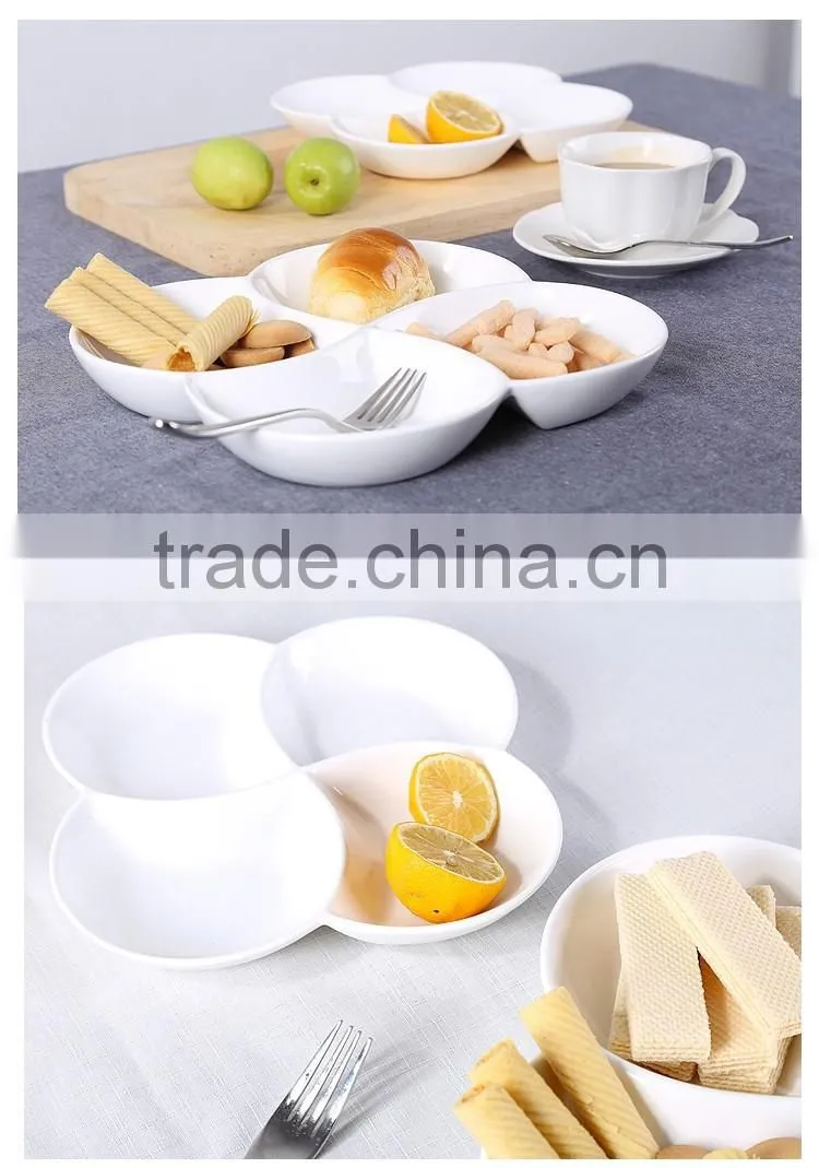 Hot sale white 4 compartment grids dish/plates
