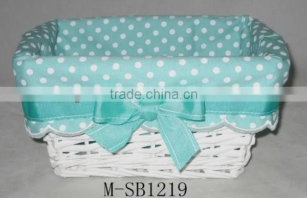 Oval wicker storage basket with coloful liner & Easter egg basket