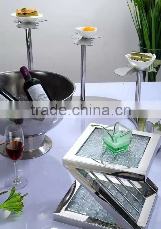 3 bowl Stainless steel buffet display shelf