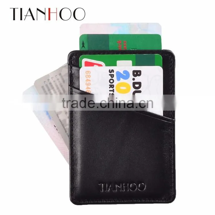 Slim leather 6-slot credit card holder card sleeve wallet for business