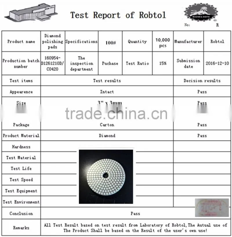 3" 100# diamond polishing pads velcro flexible marble granite concrete stone wet dry grinding floor disc
